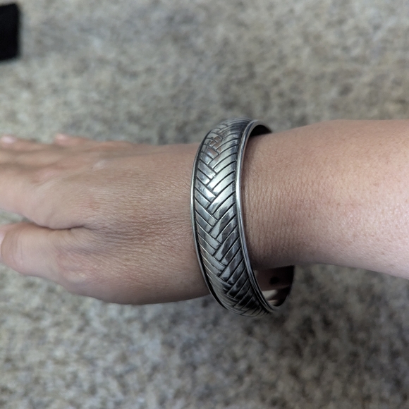 Brighton Silver Plated Wheat Weave Wide Bangle (Stamped) - Picture 5 of 5